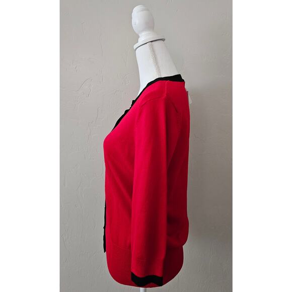 Premise Red Black Button Front Cardigan NEW - Picture 2 of 9